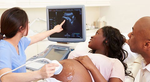 looking at pregnancy ultrasound