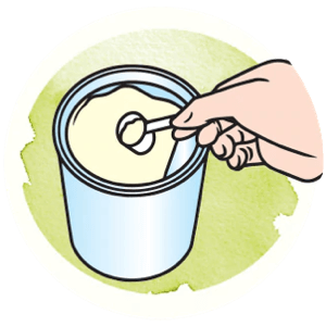 Icon showing how to scoop the powder