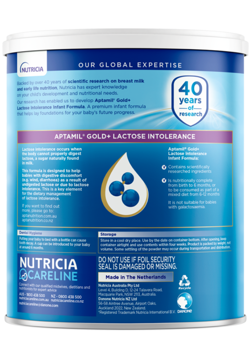 Aptamil Gold+ Lactose Intolerance Formula Paediatrics